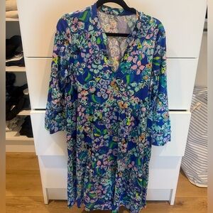 Lilly Pulitzer Vibrant Blue Floral Long Sleeve Dress